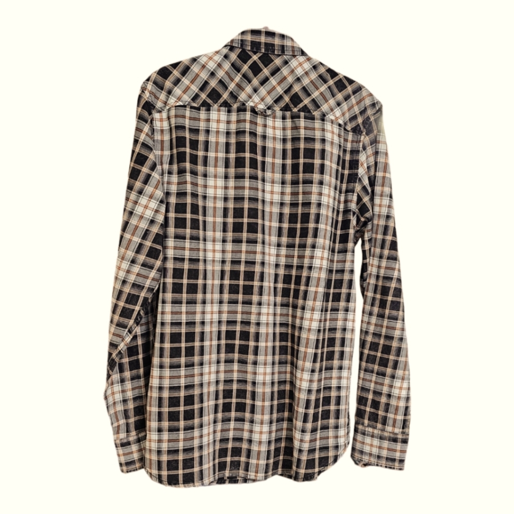 AMERICAN RAG Men's Long Sleeve Distressed Plaid Shirt M - Picture 5 of 9
